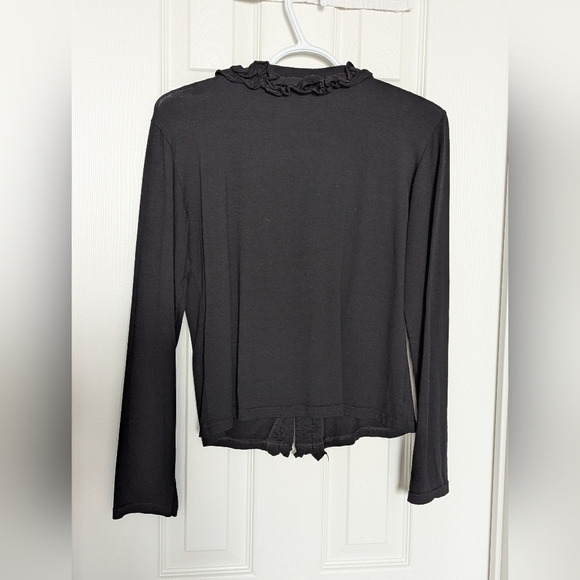 Cable & Gauge Women's Black Ruffled Top/Cardigan - Picture 7 of 14